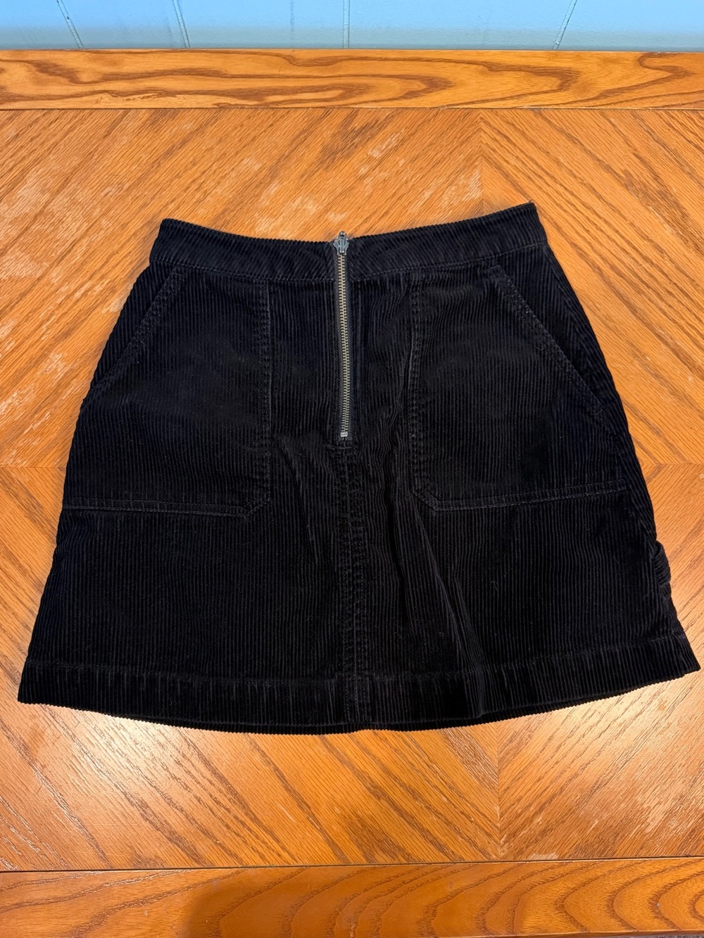 bp Black Corduroy Front-Zip A-Line Mini Skirt